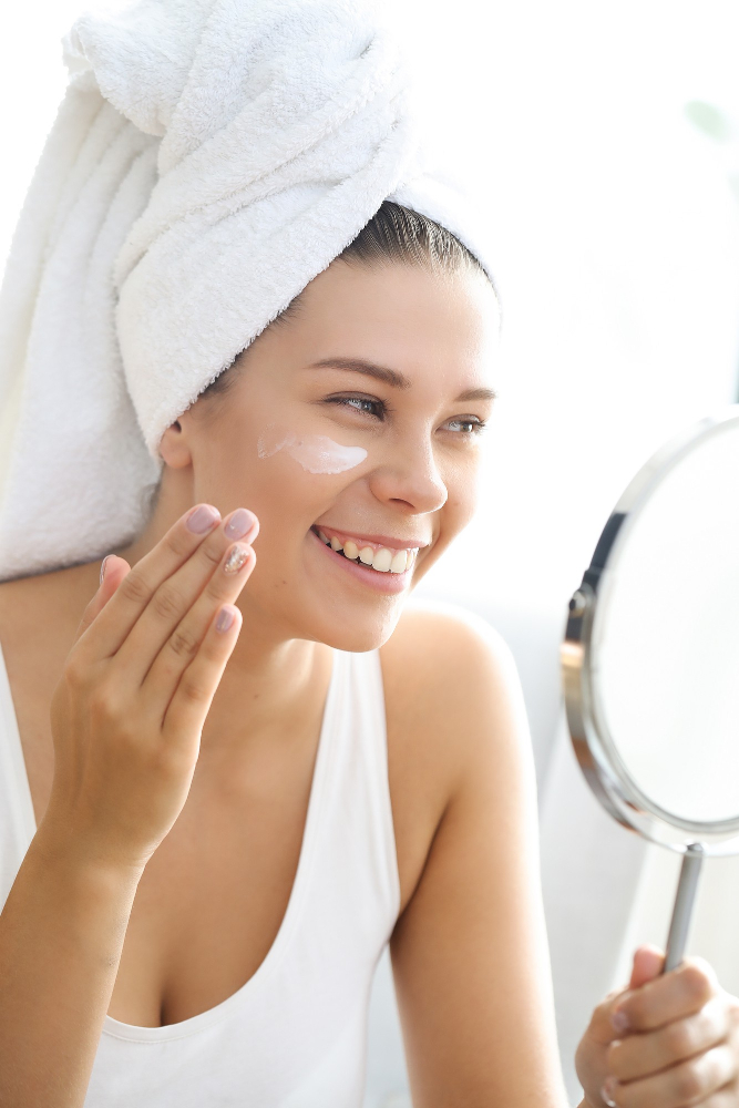 Woman receiving dark spot treatment